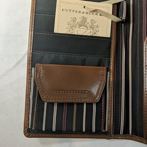 Cutter & Buck Genuine Leather Passport Folder Brown ID Travel Wallet NEW - Picture 8 of 13